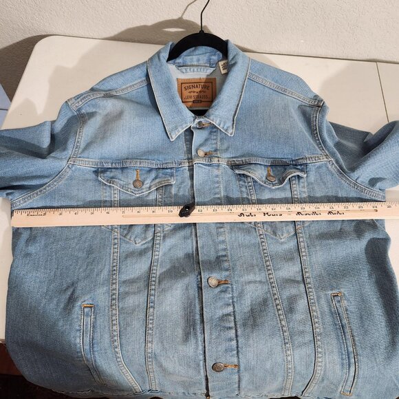 Levi Strauss Denim Jacket Mens Large Blue Signature Trucker Jean Coat Gold Label - Picture 7 of 14